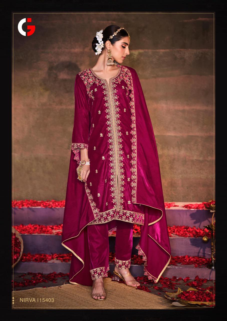 Nirva By Gull Jee Embroidery Velvet Designer Salwar Suits Catalog 